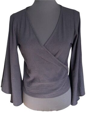 AYA Black Cotton Bat Wing Wrap Yoga Boho Festival Vacation Beach Top (XS/S)